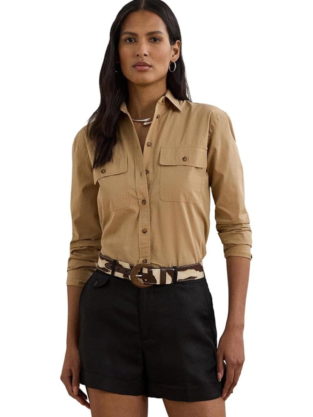 Lauren Ralph Lauren Women's Relaxed Fit Featherweight Cotton Shirt Size M